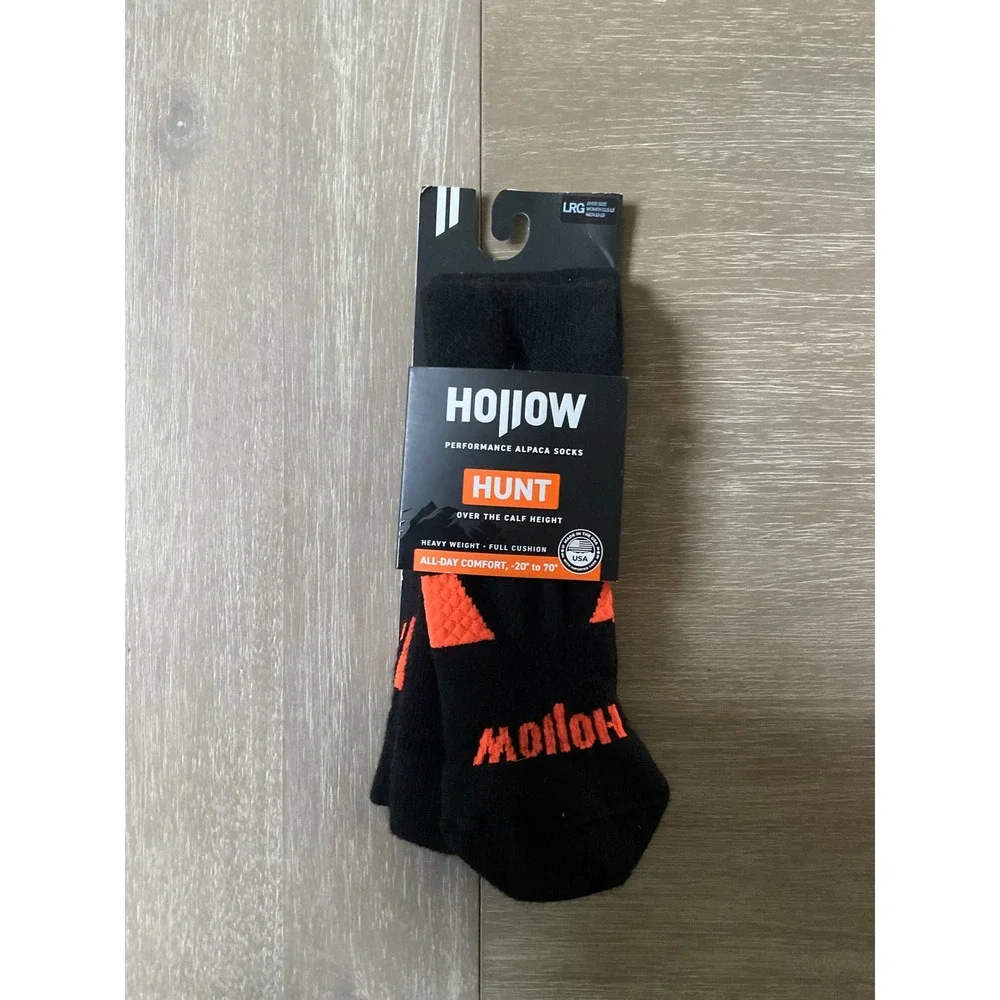 Hollow Hunt Alpaca Socks Over The Calf Height‎ Black Orange Large New With Tags